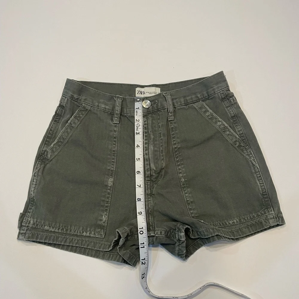 Zara High Waist Green Shorts Stylish Summer Essential
